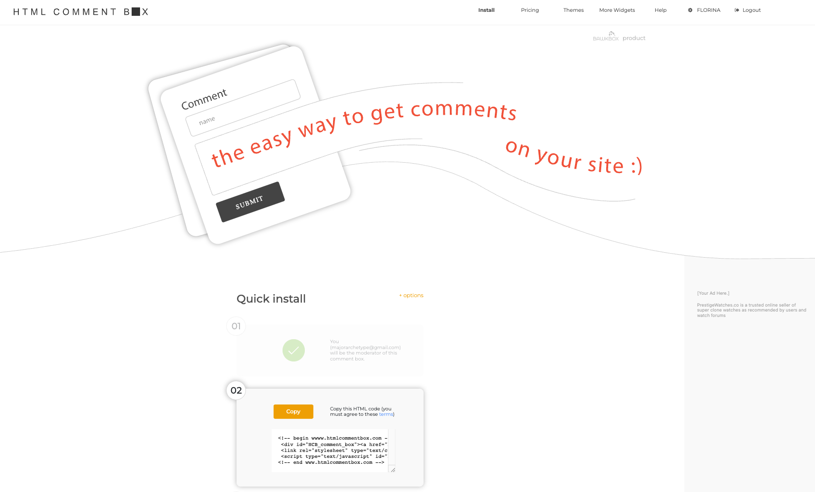 Adding a Comment Section with HTML Comment Box