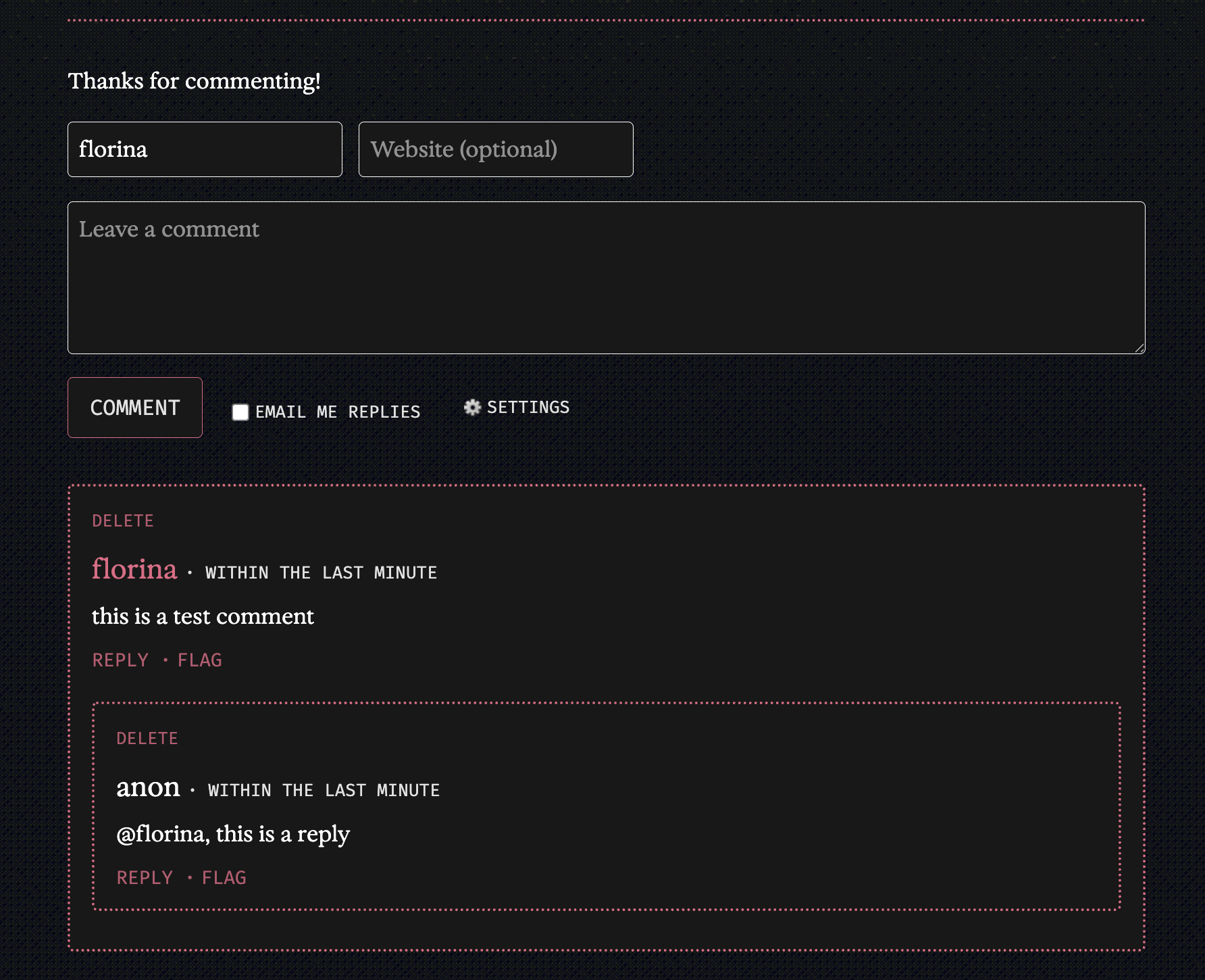 Testing my comment section